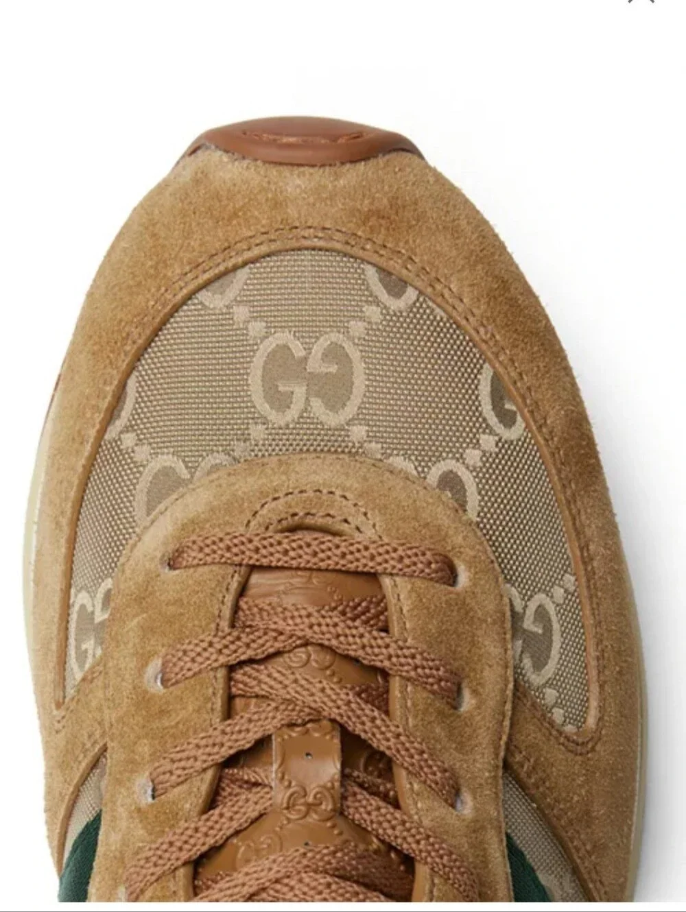 $980 Gucci Re-Motion GG Canvas Suede Sneaker Men's Camel UK 9 US 9.5 EU 42.5 NIB
